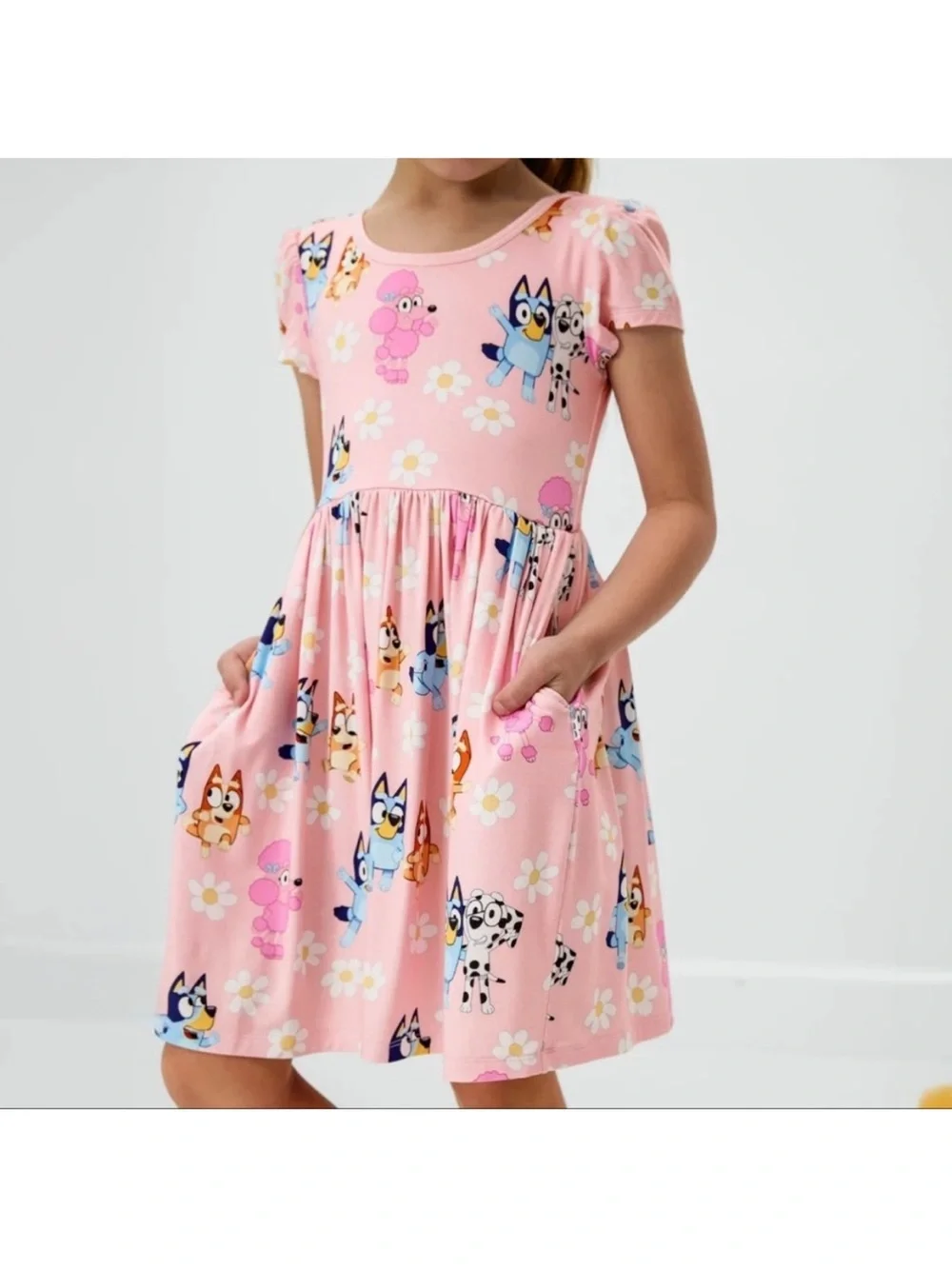 Little Sleepies Bluey Pink Garden Games Skater Dress 3T